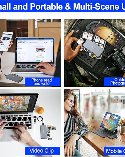 8 in 1 XQD Card Reader, 10Gbps Multi XQD Reader for Sony G/M Series, Lexar 2933x/1400x USB Mark XQD Card/CF/XD/MS/TF/SD Reader, USB C USB 3.0 Memory Card Reader for Windows/Mac OS/Linux/Android