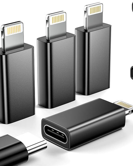 MFi Certified USB C to Lightning Adapter 4-Pack, 27W Fast Charging & Data Sync, Lightning to USB Type C Cable Adapter Compatible with iPhone 14/13/12/Pro/Max, iPad, AirPods, with Anti-Loss Lanyard