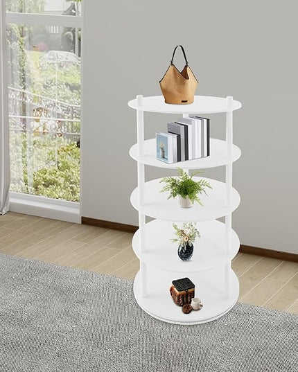 TFCFL 4 Tier Rotating Shoe Rack, Round Shoe Rack Storage, 360° Shoe Storage Organizer with 110lb Capacity, PVC Multi-Level Shelf for Shoes, Bags, Hats in Entryway, Closet, Bedroom