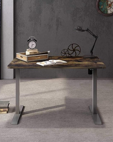 FLEXISPOT EN1 One-Piece Standing Desk 48 x 24 Inches Height Adjustable Electric Desk (Silver Frame + Rustic Top, 2 Packages)