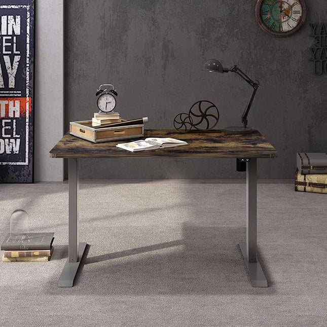 FLEXISPOT EN1 One-Piece Standing Desk 48 x 24 Inches Height Adjustable Electric Desk (Silver Frame + Rustic Top, 2 Packages)