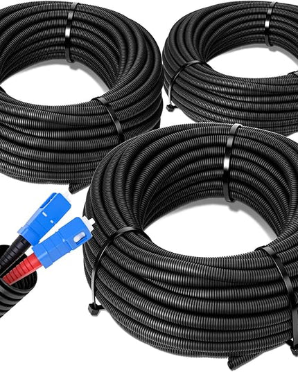 Sasylvia 1/4", 1/2", 3/8" x 500 ft Split Wire Loom Tubing Automotive Wire Loom Assortment Split Cable Sleeves Bulk Flexible Electrical Conduit Protective Kit