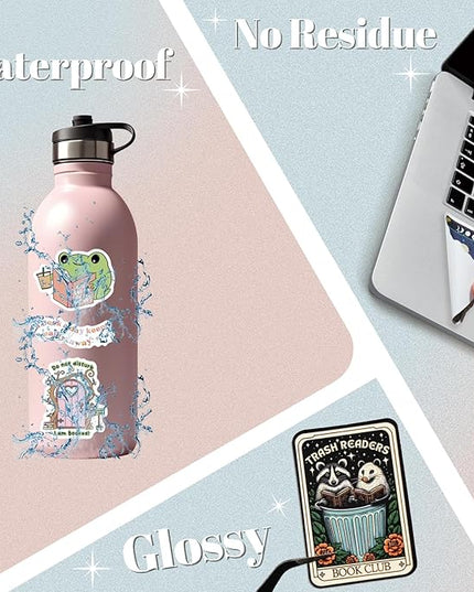 300 PCS Book Stickers for Kindle, Bookish Sticker Pack Reading Waterproof Vinyl Decals for Laptop, Ebook Readers, Water Bottle, Phone, Journal, Scrapbook, No Repeats (Glossy)