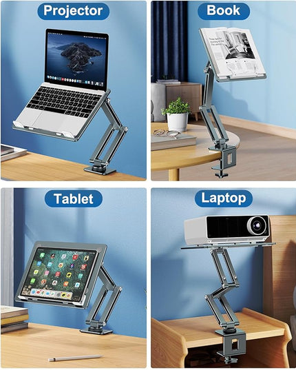 Laptop Mount for Desk, Tablet Arm Mount with 360° Rotating, Aluminum Laptop Tray Adjustable, Foldable Computer Stand/Holder, Fit for 11-17 Inch Laptops (Grayish Green)