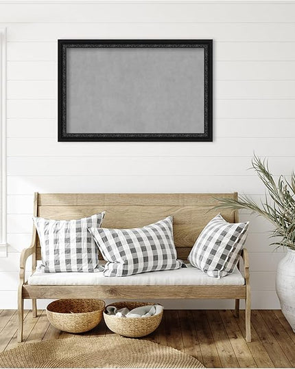 Amanti Art Black Framed Magnetic Board 24x36 Large Vision Board for use with Magnets, 100% Metal Sheet to Display Items as Office Decor or for Home Organization in mudroom, Kitchen or Kids Room