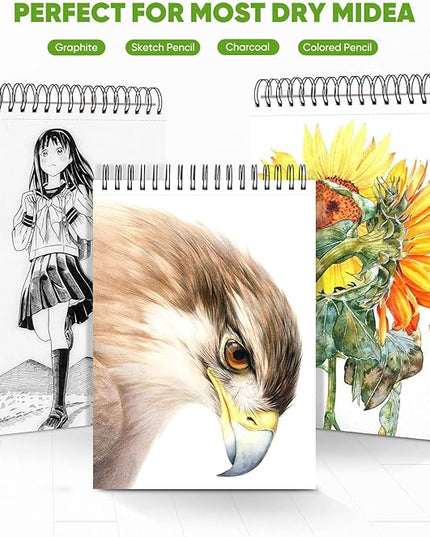 Soucolor Art Supplies Sketching Kit with 100 Sheets 3-Color Sketch Book, Teen Girl Gifts, Arts and Crafts for Kids Ages 8-12, School Supplies Gifts for Artists Adults Teens Girls Boys Kids