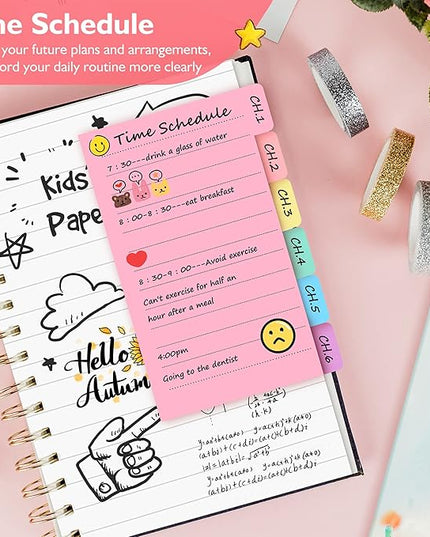 Sticky Notes Set, Post Self-Stick Notes Pads for Journaling Notebook Planner Study, Office Supplies College Essentials Back to School Supplies for High School Students Teen Girl Gifts Preppy