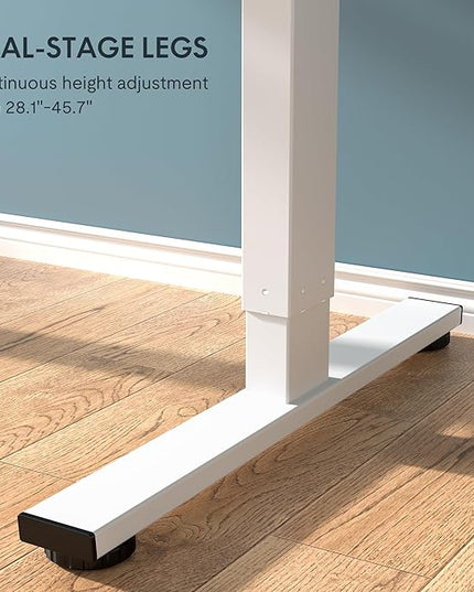 FLEXISPOT EN1 One-Piece Standing Desk with 1-Inch Thick Seamless Desktop, 48"x24" Electric Height Adjustable Desk for Home Office, Multi-Monitor Setups & Easy Assembly, Marble Gray