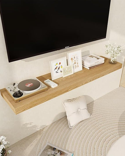 Floating Shelves 48 Inch Long, 12 Inch Deep Floating Shelves for Wall, 48 x 12 Large Wall Shelves for Home Storage & Display, 2" Thicked Floating Shelf for Bedroom, Living Room, Oak Color, 1 Pack