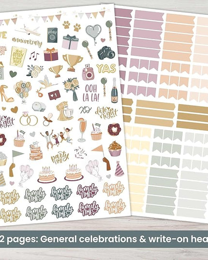 bloom daily planners Monthly Celebrations Planner Stickers for Calendar Decorating, Planning, Scrapbooking - Holiday, Seasonal, & General Events (14 Sheets, 1,150+ Stickers per Pack) - Cool Tones