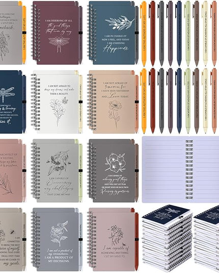 Kosiz 72 Pcs/36 Set Positive Affirmation Gifts Gratitude Spiral Notebooks with Pens Motivational Encouragement Notepads Daily Affirmations Journal for Women Valentine Galentine Gifts (Simple)