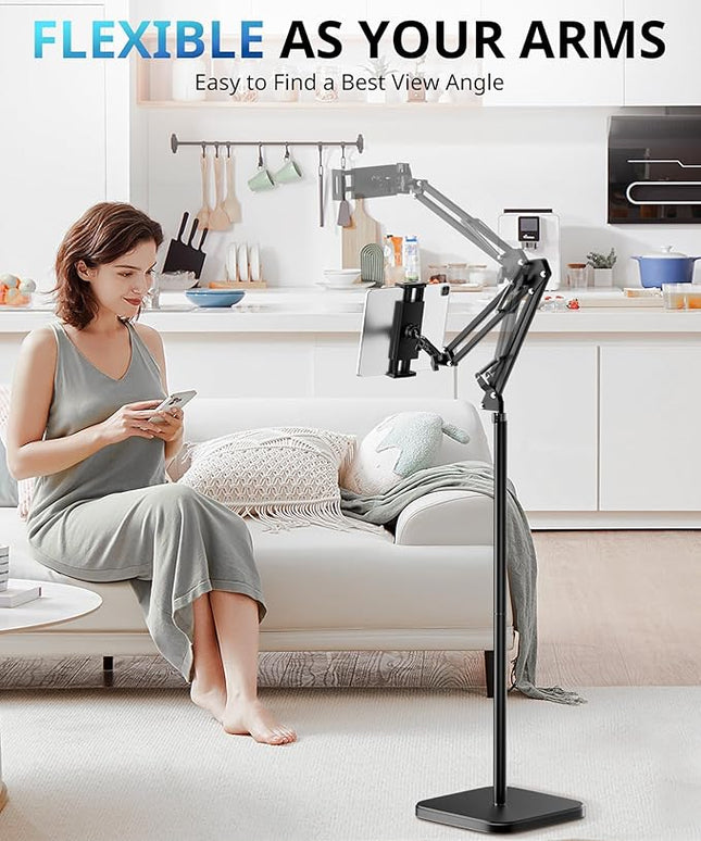 UBeesize Tablet Stand Holder for Bed & Floor, 9.7LB Heavy Duty Adjustable iPad Stand, 360° Swivel, Stretchable Arm, Compatible with iPad Pro Air Mini 12.9/9.7, Kindle, Cell Phones (4.9''-13'')