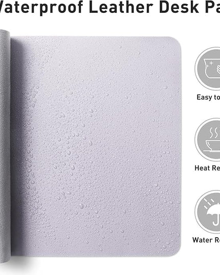Aothia Large PU Leather Desk Pad Protector – Non-Slip Mouse Pad & Writing Mat for Office/Home, Waterproof, Easy to Clean (Soft Lavender, 23.6" x 13.7")