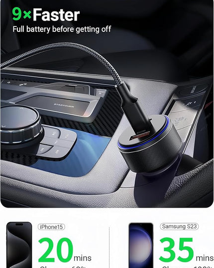 Car Charger for iPhone 16/16 Pro Max USB C Fast Charger,2Pack 90W 3-Port Charger Adapter for iPhone 16/16 Plus/16 Pro/16 Pro Max/15/14/Pro Max/AirPods4/ iPad Pro/Mini, (USB C to C Cable)