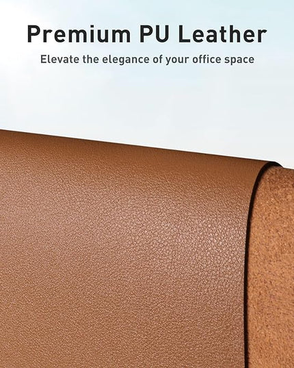 Aothia Leather Desk Pad Protector, Mouse Pad, Office Desk Mat, Non-Slip PU Leather Desk Blotter, Laptop Desk Pad, Waterproof Desk Writing Pad for Office and Home (Brown,31.5" x 15.7")