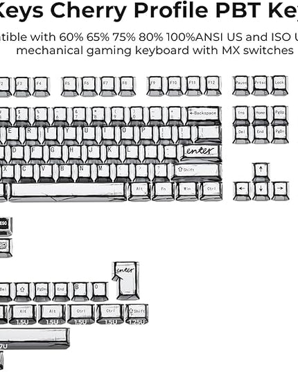 XVX White PBT Keycaps, Cherry Profile Keycap Set, Dye Sublimation Graffiti Keyboard Keycaps Suitable for 60% 65% 75% 80% 100% MX Switches Mechanical Keyboard