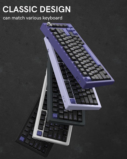 Womier Double Shot PBT Keycaps Set 138 Keys, Cherry Profile Custom Keycaps 60 65 75 100 Percent for 61/64/68/84/87/100/104/108 Retro Gaming Mechanical Keyboard, Black Purple