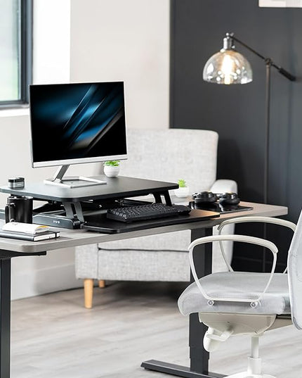 VIVO 26 inch Desk Converter, K Series, Height Adjustable Sit to Stand Riser, Dual Monitor and Laptop Workstation with Keyboard Tray, Black, DESK-V026KB