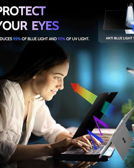 Peslv Privacy Screen for 12.3 Inch Surface Pro 7+/7/6/5/4/3, MagicSuction™ Removable Anti Spy Black Protector, Glare Blue Light Filter for Microsoft Laptop Computer Monitor