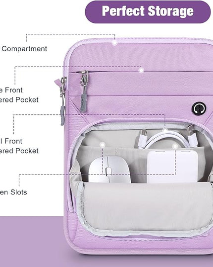 MoKo 9-11 Inch 360° Protective Tablet Sleeve Bag, Fits 11 inch iPad Air M3, iPad A16 2025, Pro 11 M5, iPad 10/9/8/7th, Tab S8/S9 11, Multifunctional Bag with Shoulder and Headphone Port, Purple