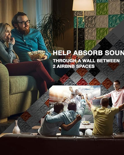 Sonic Acoustics 12 Pack 12 X 12 X 0.4 Inches Acoustic Absorption Panel, 3D Unique Soundproofing Insulation, Used in Home & Offices