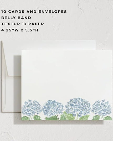 Minted Hydrangea Love Stationery Cards, 10 Count, Blank Cards and Envelopes For Thank You Notes, Invitations & Handwritten Messages, Note Cards & Stationery Set, Gifts for Women, Blue Color Theme