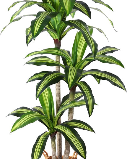 Ferrgoal Artificial Plants, 5 Ft Dracaena Tree Faux Plants Indoor Outdoor Decor Fake Tree with Woven Seagrass Basket Plants for Home Decor Office Living Room Porch Patio Housewarming