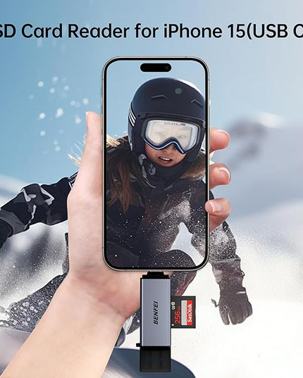 BENFEI SD Card Reader, USB C to SD Micro SD Card Memory Card Adapter Dual Slot Compatible with iPhone 15 Pro/Max, MacBook Pro/Air 2023, iPad Pro, iMac, S23, XPS 17, Surface Book 3 and More
