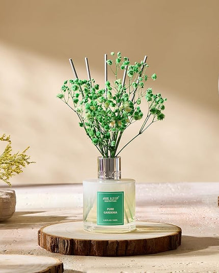 Airkeep Reed Diffuser Set,3.38 fl oz (100 ml) - Pure Gardenia Oil Diffusers with 8 Reed Sticks, Home Fragrance Reed Diffuser for Bathroom Shelf Decor