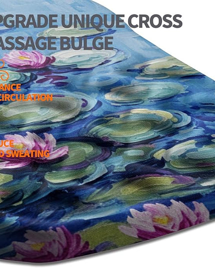 Ergonomic Slope Mouse Pad Wrist Support, Wrist Rest Mousepad for Carpal Tunnel Pain Relief with Massage Bulge and Slow Rebound Memory Foam (12x8 inch, Lotus Pond)