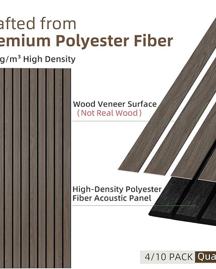 TO-TH Wood-Look Acoustic Panel, 4 Pack 47.2” x 23.6” Soundproof Wall Panels, Decorative Sound Absorbers Large Acoustic Panels for Home, Office, Basement, Walnut