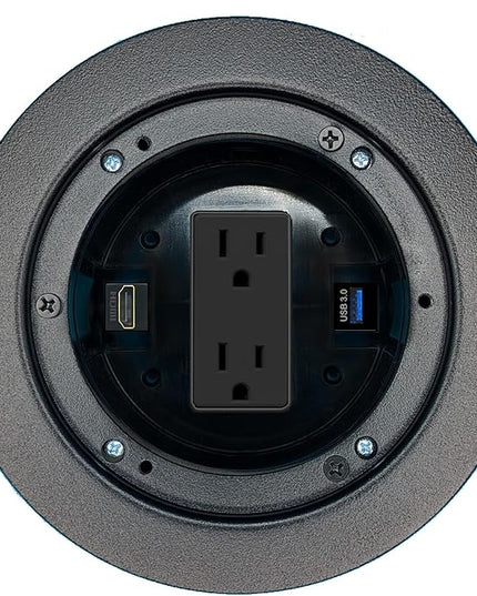 RiteAV USB-3 HDMI Floor Box Wall Plate with Power Outlet [Black]