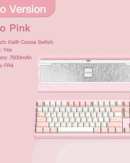 KEEBMONKEY WOBKEY Crush 80 Reboot CNC Aluminum 5-Second Quick-Release Triple-Mode Connectivity Mechanical Keyboard with Superior Acoustics (Pro Pink)