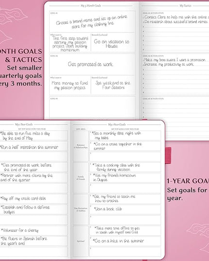 Legend Planner Hourly Schedule Edition – Deluxe Weekly & Daily Organizer with Time Slots. Time Management Appointment Book Journal for Work & Personal Life, Undated, A5 Hardcover – Hot Pink, Gold Foil