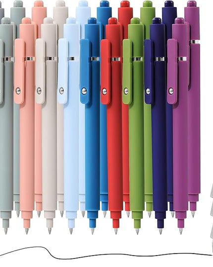 RIANCY Gel Pens, 0.5mm Black Ink Quick Dry Ball Point Pens, Fine Point Smooth Writing Retractable Pens, Cute Aesthetic Gifts Set for Men Women Journaling, Office School Stationery Supplies Pack of 20