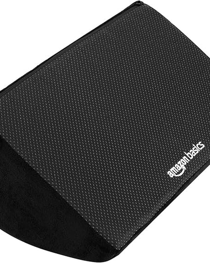 Amazon Basics Foam Foot Rest for Under Desk at Work with Washable Cover, Comfortable Stool for Home and Office, 5.1 x 10.2 x 17.3 in, Black