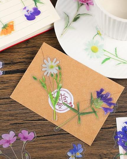 160 Pieces Natural Flower Stickers for Scrapbooking, Self-Adhesive Scrapbooking Stickers Supplies Journal for Adult Card Making Letters DIY