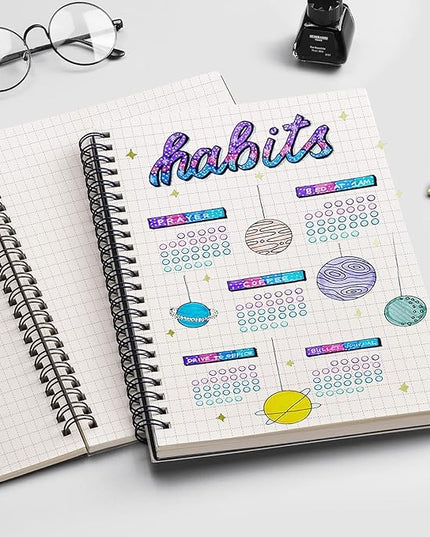 EMSHOI Graph Paper Spiral Notebook 7.48" x 10.15" - 2 Pack 320 Pages 100gsm Thick Grid Paper, B5 Graph Paper Notebook, Plastic Hardcover Journals for Writing Engineering Graphing Work School Supplies