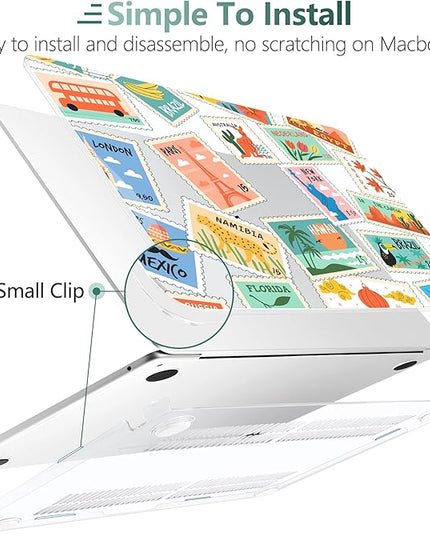DONGKE for M4 MacBook Air 13.6 Inch Case 2025 2024 2023 2022 Model A3240 A3113 A2681 M3 M2 Chip, Plastic Hard Shell Case Cover with Touch ID for MacBook Air 13 Inch M4 - Post Stamps