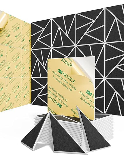 18 pack Acoustic Panels With Self-Adhesive, 12"X 12"X 0.4"Sound Proof Foam Panels, Sound Panels High Density, Soundproof Wall Panels for Home Studio Office- WhiteBase + BlackFace V1