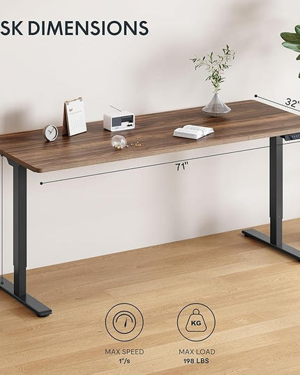 FLEXISPOT 79x32 Inch Large Dual Motor Electric Standing Desk, Black Walnut - 198 lbs Heavy-Duty Capacity, Ideal for Home Office, Creative Studio, or Multi-Monitor Setup