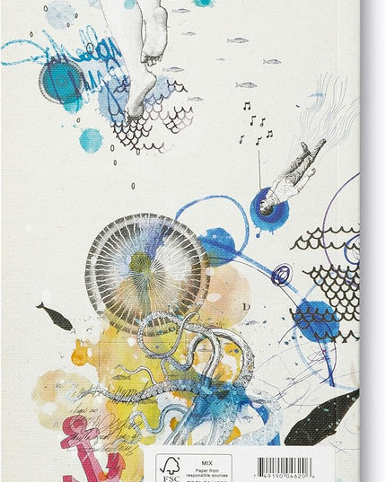 Compendium Softcover Journal - I must be a mermaid… I have no fear of depths, and a great fear of shallow living. – A Write Now Journal with 128 Lined Pages, 5″W x 8″H