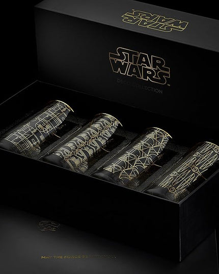 JoyJolt Star Wars Glassware. 'Deco' Highball Glasses Set of 4, 13.5oz Star Wars Glasses. Highball Glass Tumbler with Darth Vader in a Retro Crystal Glass Cup. Tall Drinking Water Glasses For Kitchen