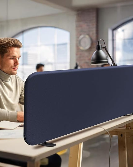 DECOLAB Desk Divider, Portable Desk Privacy Panel Shield for Office, Student, Classroom, Freestanding, Scratch Resistance, 48"x18", Cobalt