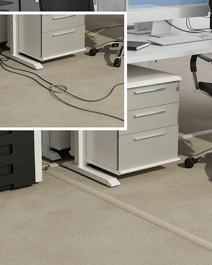 D-Line 6ft Floor Cord Cover, Cable Protector, Hide Extension Cords, Protect Cords, Prevent Cable Trips, Heavy Duty Cord Hider - Cable Cavity = 0.63" (W) x 0.31" (H) - Beige