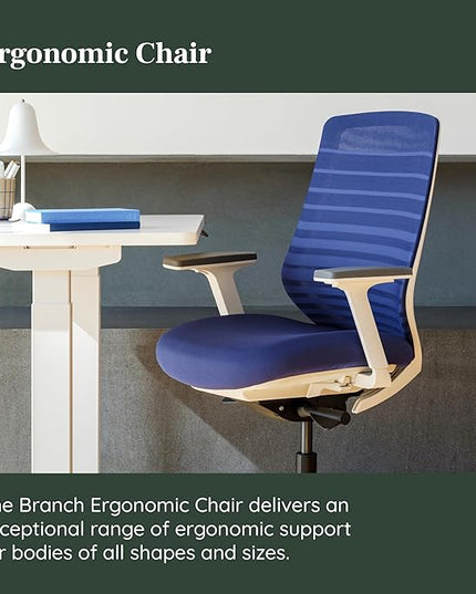 Branch Ergonomic Chair - A Versatile Desk Chair with Adjustable Lumbar Support, Breathable Mesh Backrest, and Smooth Wheels - Experience Optimal Comfort and Support - Baltic