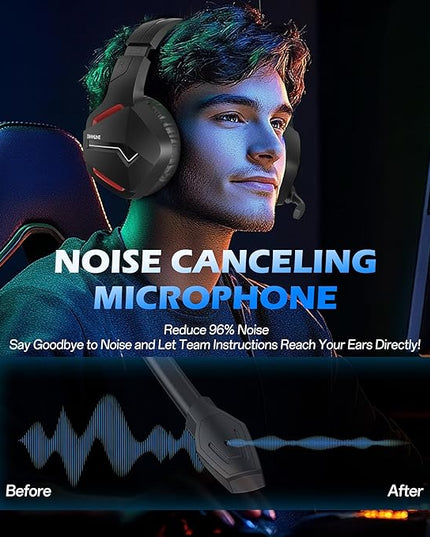 BINNUNE Xbox Wireless Gaming Headset for Xbox Series X/S, Xbox One,120H Ultra-Long Battery, Bluetooth 5.3 Gaming Headphones with Noise-Canceling Mic, Comfortable Over-Ear Headphones