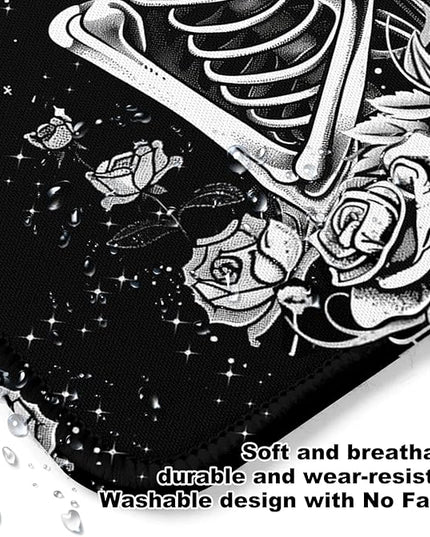 Skull Skeleton Love Square Mouse Pad, Non-Slip Rubber Base Mouse Pad,Home Office Decoration Desktop Accessory,Laptop Mouse Pad for Office Laptops,9.4x7.8x0.12inch.