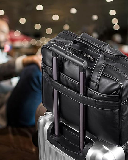 seyfocnia Leather Laptop Bag, Men's 15.6 Inche 17.3 Inche Messenger Briefcase Business Satchel Computer Handbag Shoulder Bag