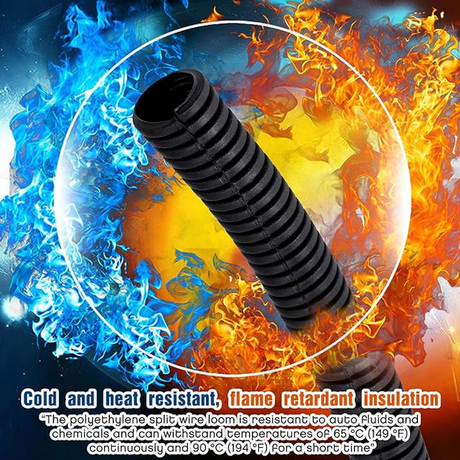 Sasylvia 2" x 30 ft Split Wire Loom Tubing Automotive Wire Loom Assortment Split Cable Sleeves Bulk Flexible Electrical Conduit Protective Kit